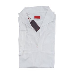 ISAIA NAPOLI - Size 15.5 - 39 - White Piquet Polo Camp Short Sleeve Cotton - Polo shirt - New with tags