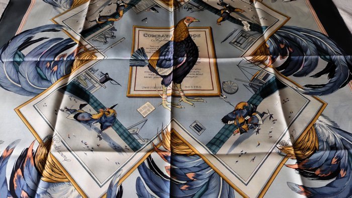 Hermès - COMBATS DE COQS by Hugo Grygkar. 1954 - Foulard - Image 8