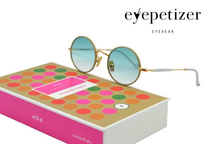 Other brand - EYEPETIZER, QUATRE - Made in Italy - Round Design - Acetate & Gold Metal - *New* - Sunglasses