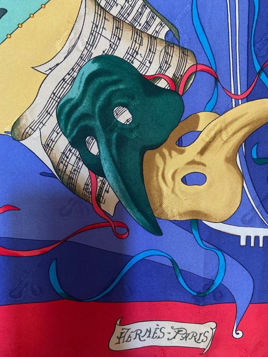 Hermès - « Le Carnaval De Venise » by Hubert de Watrigant 1993 - Scarf - Image 7