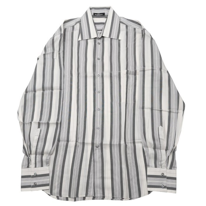GERLIN - Size 16 - 41 - Shirt Gray Striped Pocket 100% Silk - Regular - Shirt - New with tags - Image 2