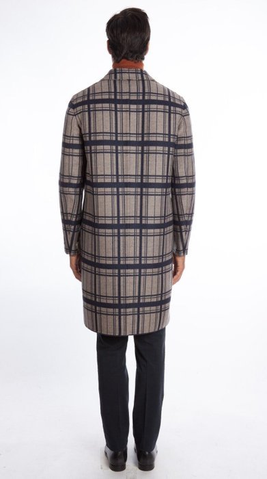 BELVEST Check Gray Blue Wool Overcoat Coat - 48 IT - Coat - New with tags - Image 2