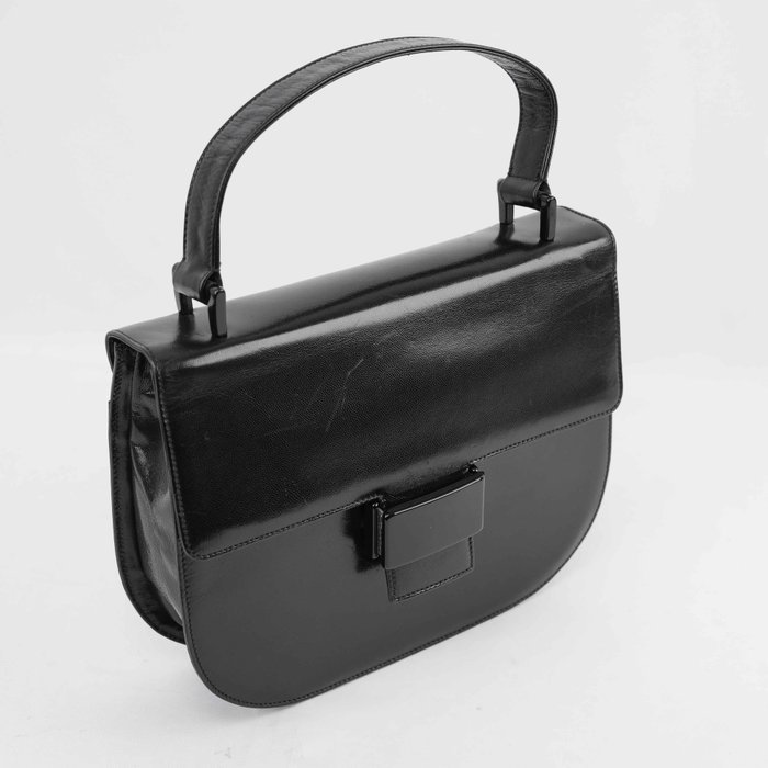 Prada - Prada Vintage Black Madras Leather Top Handle Handbag Black Hardware Made in Italy - Handbag - Image 2