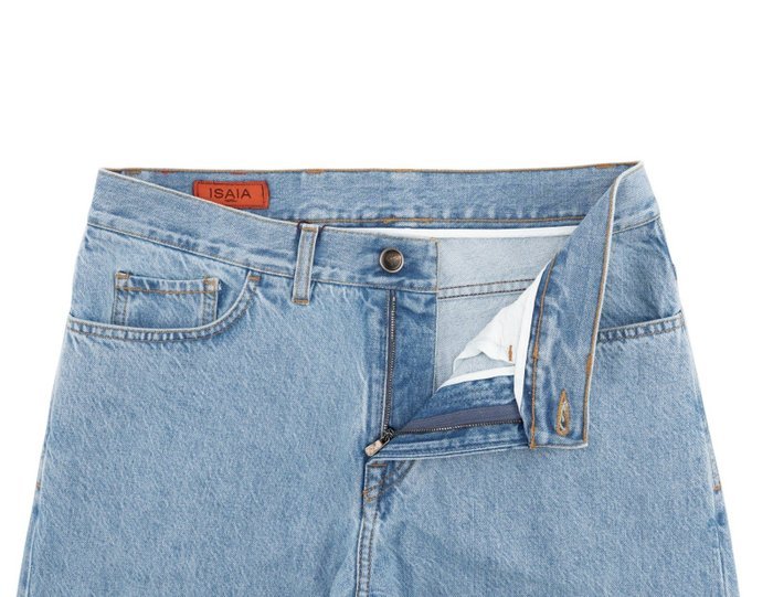 ISAIA NAPOLI - 52 IT - Light Blue Denim Jeans Pant Cotton - Leather Tag Straight Leg - Trousers - New with tags - Image 3