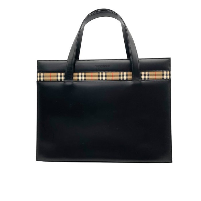 Burberry - Burberry Nova Check Stripe Leather Business Tote Bag - Handbag - Image 2