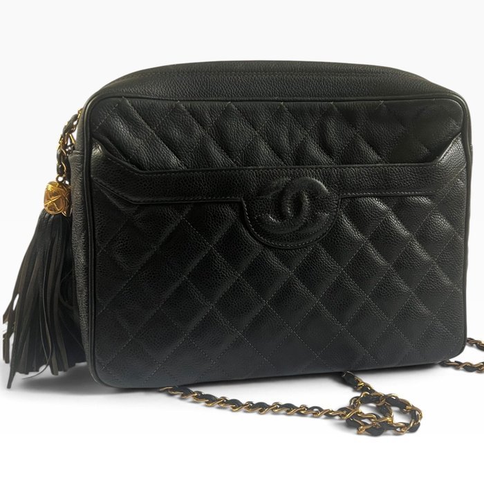 Chanel - Vintage Large Front Pocket Tassel Camera Bag Black Caviar 2 Series - Bag - Image 2