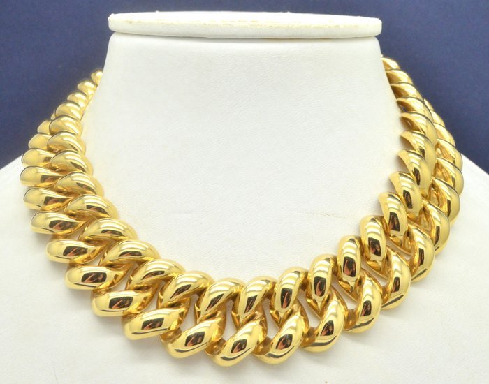Monet - Vintage Heavy Curb Link Boxed 22kt Gold Plated Collar - Necklace - Image 2