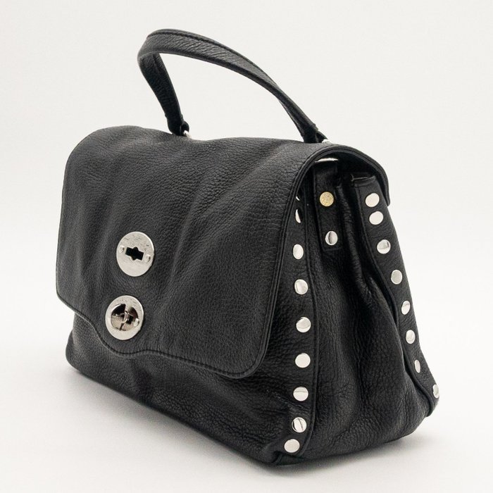 Zanellato - Postina Leather Top Handle Shoulder Bag Black Silver Hardware Made in Italy - Handbag - Image 4