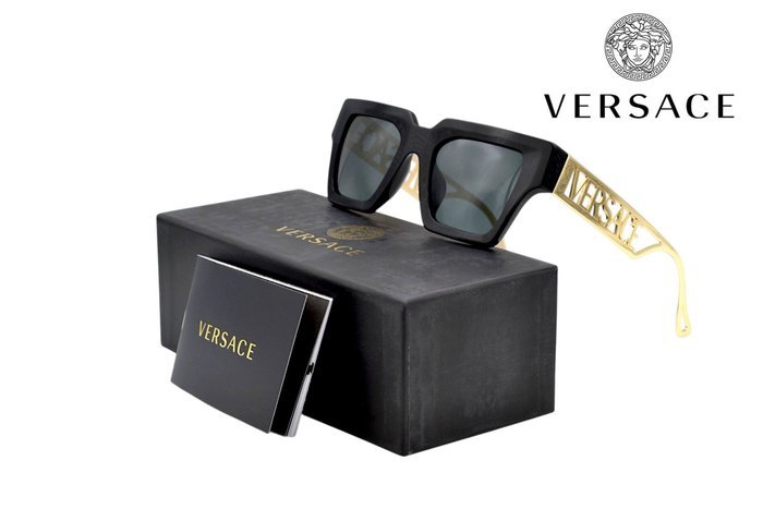 Versace - VE4431 - Made in Italy - Black Acetate & Gold Metal Design - *New Sunglasses* - Sunglasses - Image 2