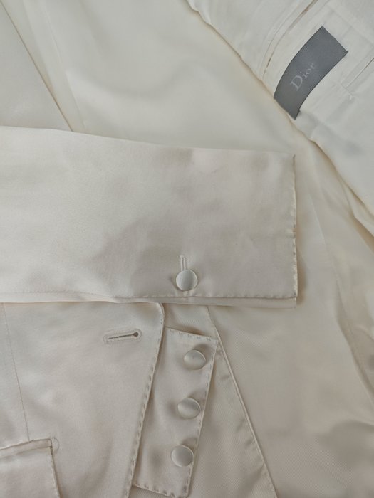 DIOR - 38 IT – Blazer "Smoking" Satin White Cotton Silk - Blazer - New with tags - Image 4