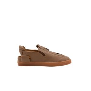 GIORGIO ARMANI - 7 UK - 41 IT - Runway Sandal Zip Shoes With Cut-Outs Light Brown Leather - Loafers - Size: EU 41 - New in box