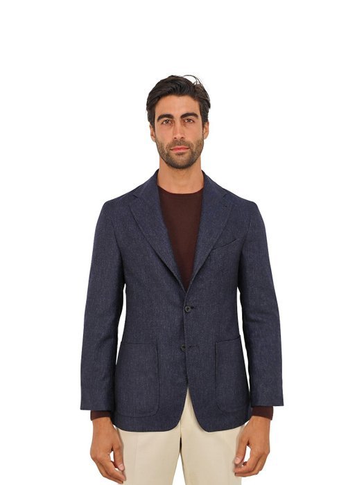 RUBINACCI NAPOLI - 50 IT - Blue Unlined Jacket Blazer 100% Cashmere Made in Napoli - Blazer - New with tags