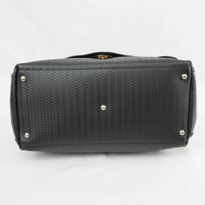 Zanellato - Postina Black Wave Embossed Leather Handbag Shoulder Bag Gold-Tone Hardware Made in Italy - Handbag - Image 8
