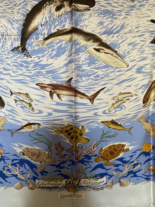 Hermès - " Vie Précieuse De La Méditerranée" par Robert Dallet 1992 - Scarf - Image 2