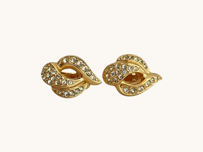 Christian Dior - Gold-tone metal, rhinestones - Earrings - Image 4