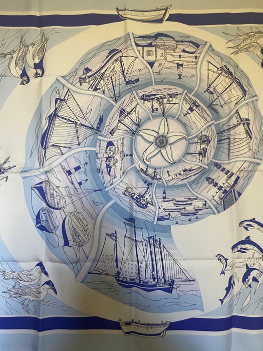 Hermès - "Compagnons De Mer » par Loïc Dubigeon 2000, jamais réédité - Scarf - Image 5