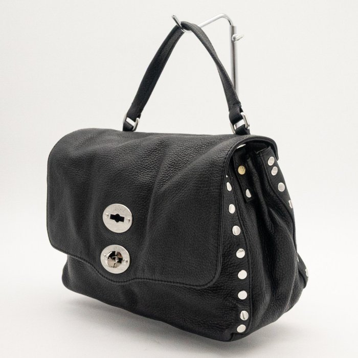 Zanellato - Postina Leather Top Handle Shoulder Bag Black Silver Hardware Made in Italy - Handbag - Image 3