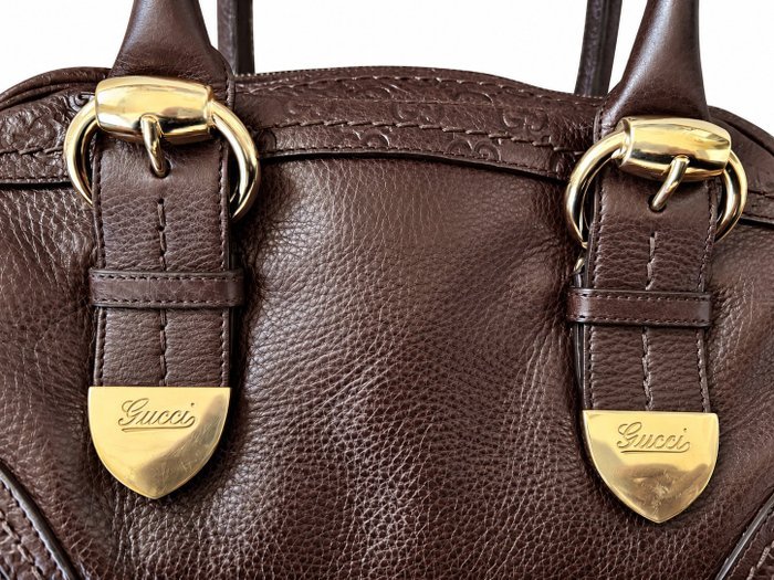 Gucci - Gucci Dark Brown Genuine Leather Handbag 181508 & Wallet - Handbag - Image 5