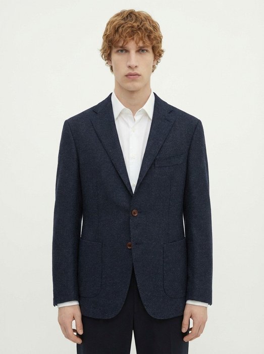 BURBERRY - 50 IT - Blue Navy 3/2 Roll Jacket Sport Coat Flannel Wool - Blazer - New with tags