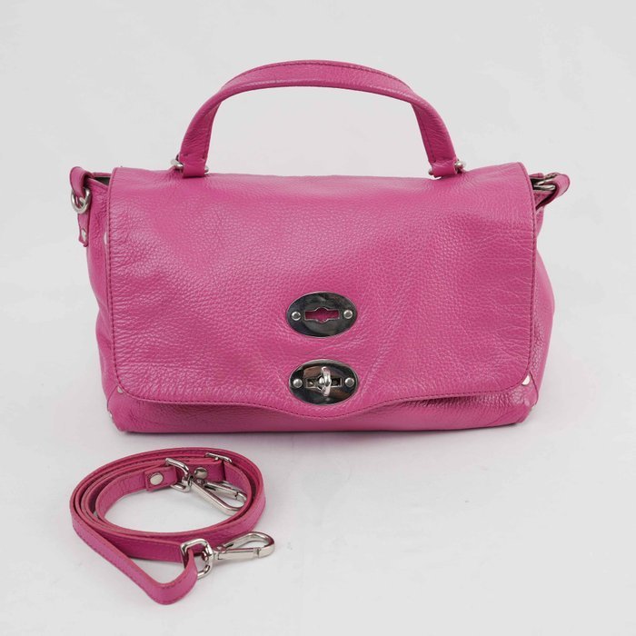 Zanellato - Postina Pink Grained Leather Handbag / Shoulder Bag Silver-Tone Hardware Made in Italy - Handbag