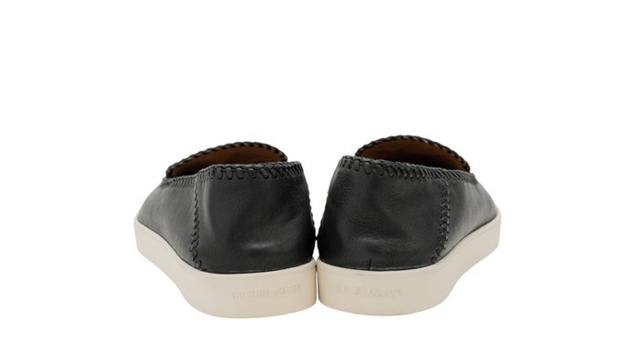 GIORGIO ARMANI - 10 UK - 44 IT - Slip on Sneakers Black Calf Leather - Loafers - Size: EU 44 - New in box - Image 4