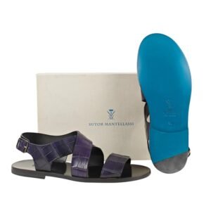 SUTOR MANTELLASSI - 45 EU - 11 UK - Purple Sandal Shoes 100% Alligator - Sandals - Size: EU 45 - New in box
