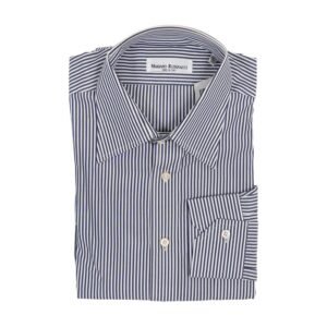 RUBINACCI NAPOLI - Size 14.5 - 37 - Blue Shirt Striped Cotton Classic Fit 7X - Shirt - New with tags