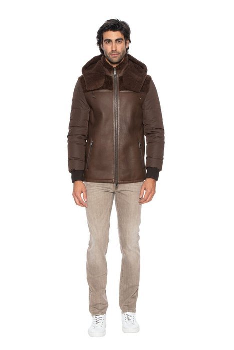 HETTABRETZ for TESTONI - 58 IT - Brown Jacket Coat Puffer Goose Down + Shearling - Coat - New with tags - Image 5