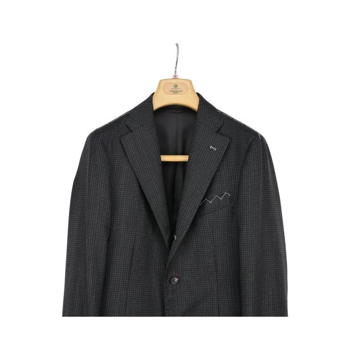 LUIGI BORRELLI - 46 IT - Jacket Dark Gray Houndsthooth Virgin Wool handmade in Italy - Blazer - New with tags - Image 3