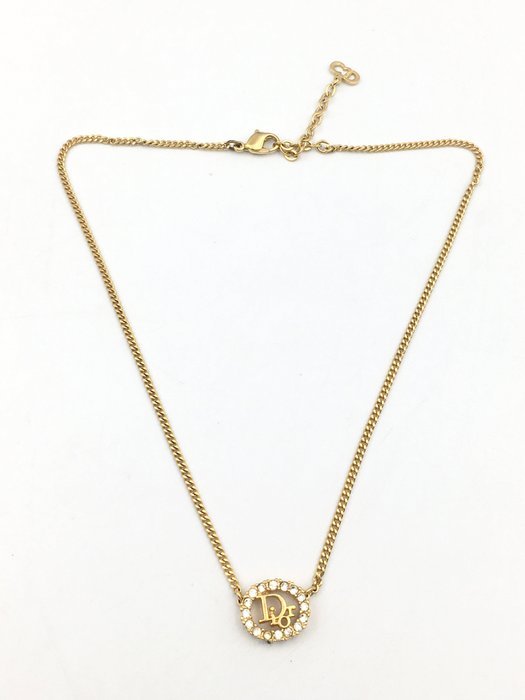 Christian Dior - Necklace - Vintage Circle Logo Rhinestone Gold-plated - Image 5