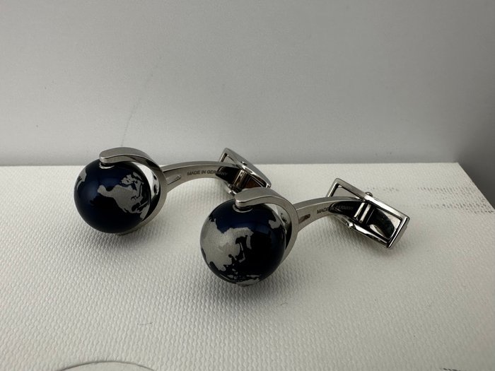 Montblanc - Steel - Cufflinks - Blue globe MB112998 - Image 7
