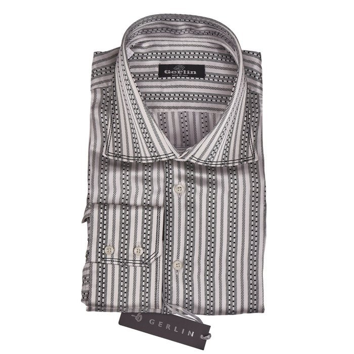 GERLIN - Size 15.75 - 40 - Limited Edition Shirt Striped 100% Silk - Shirt - New with tags