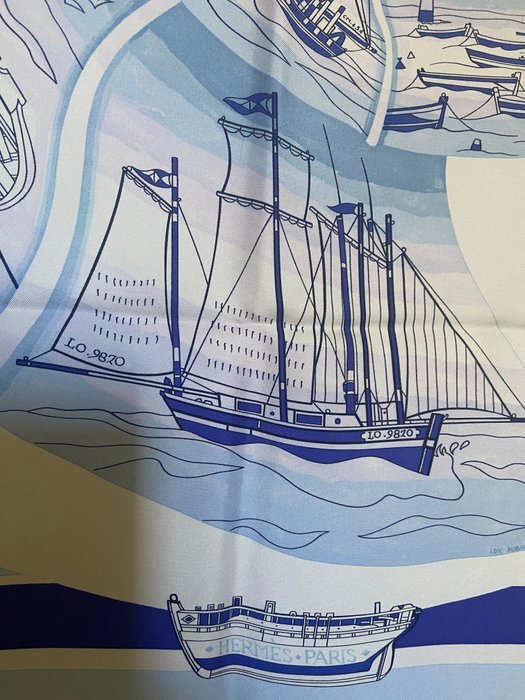 Hermès - "Compagnons De Mer » par Loïc Dubigeon 2000, jamais réédité - Scarf - Image 3
