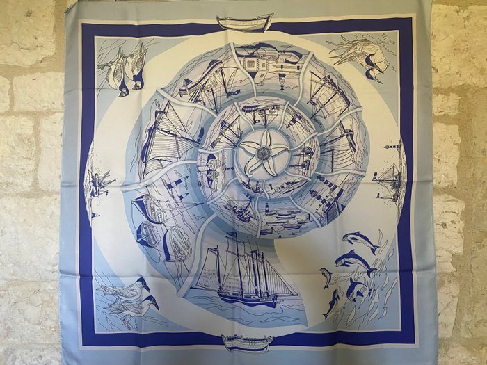 Hermès - "Compagnons De Mer » par Loïc Dubigeon 2000, jamais réédité - Scarf - Image 8