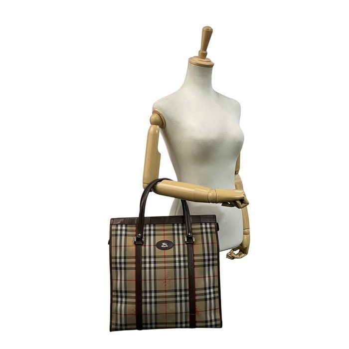 Burberry - Burberrys Vintage Nova Check Leather Trim Large Tote Bag - Tote bag - Image 4