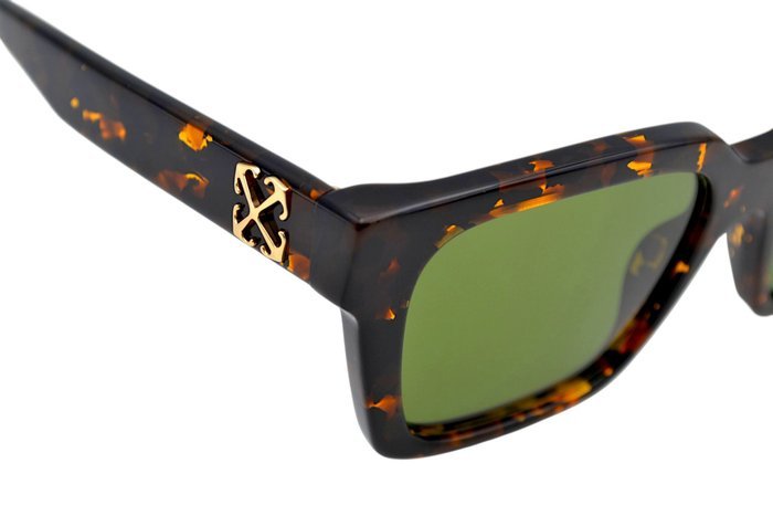 Off White - BRANSON OERI111 - Made in Italy - " X" Acetate Carey Design & Green Lenses - *New Sunglasses* - Sunglasses - Image 7