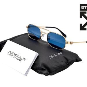 Off White - VAIDEN OERI1123 - Made in Italy - Iconic Model Off-White - Gold Metal Design & Blue Lenses - *New - Sunglasses