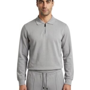ISAIA NAPOLI - Size L - Gray Half Zip Tracksuit Jogging Jersey Wool - Jumpsuit - New with tags