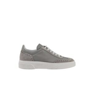 TESTONI - 8 UK - 42 IT - Sneaker Shoes Brogue Calf + Suede Gray - Sneakers - Size: EU 42 - New with tags