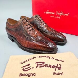 Enzo Bonafè-Crocodile-UK8,5 - Lace-up shoes - Size: EU 42.5 - New in box