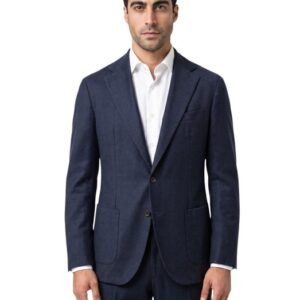 SANTANIELLO - 52 IT - Suit Blue Navy Washed Flannel Wool – Made in Italy - Men's suit - New with tags