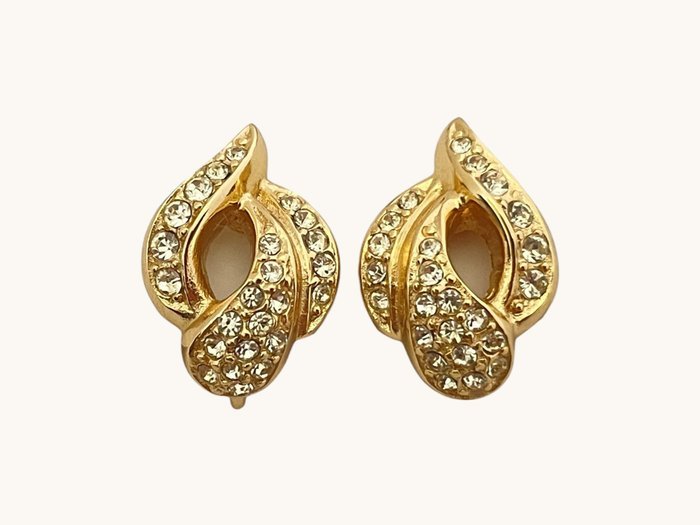 Christian Dior - Gold-tone metal, rhinestones - Earrings