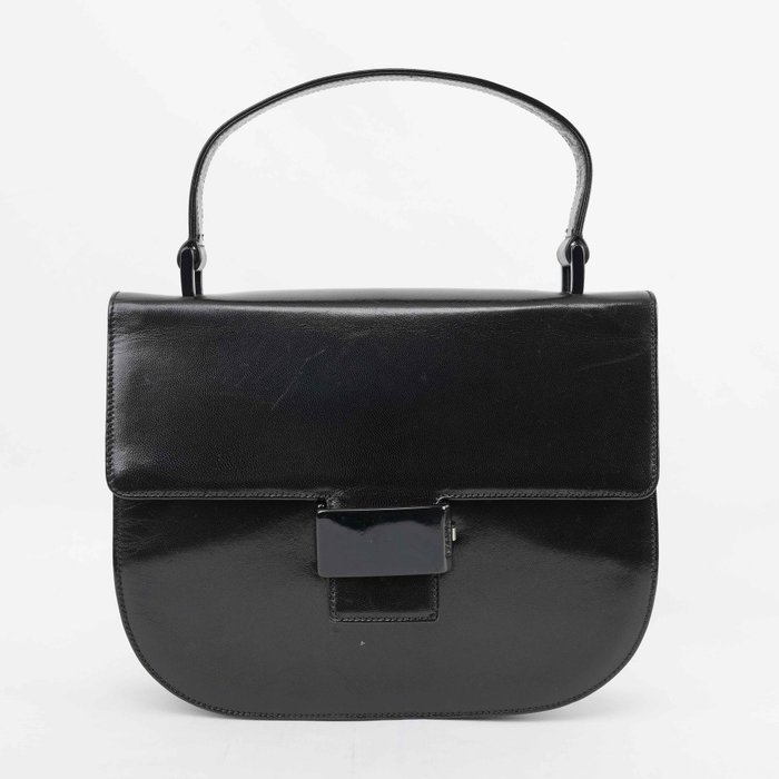 Prada - Prada Vintage Black Madras Leather Top Handle Handbag Black Hardware Made in Italy - Handbag - Image 3